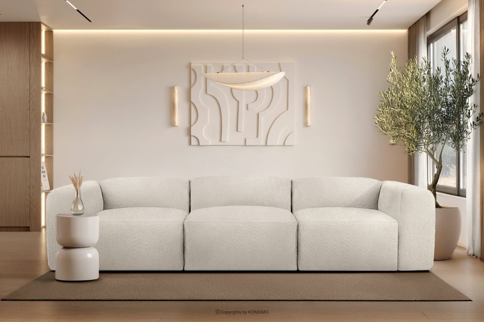 BUFFO Weiches Dreisitzer-Sofa aus Bouclé-Stoff in Weiß Weiß - Foto 9