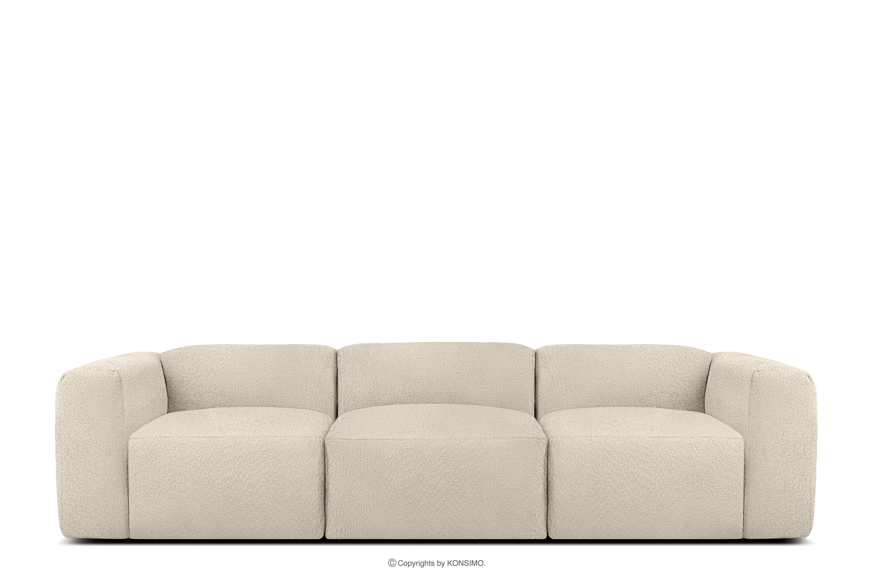 Weiches Dreisitzer-Sofa aus Bouclé-Stoff in Hellbeige