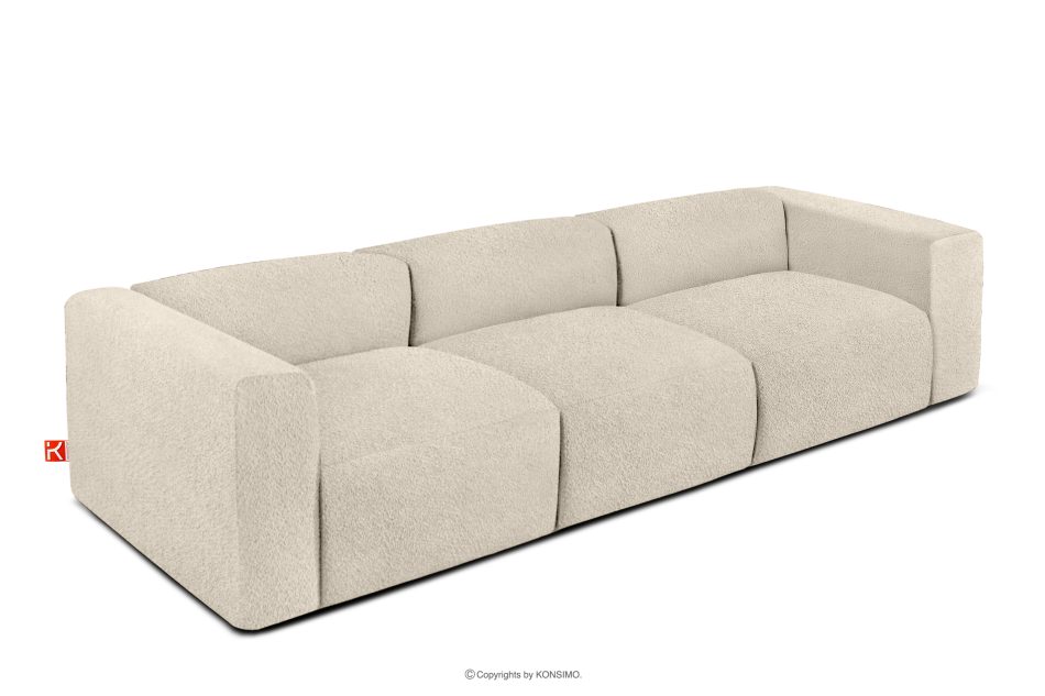 BUFFO Weiches Dreisitzer-Sofa aus Bouclé-Stoff in Hellbeige Hellbeige - Foto 2