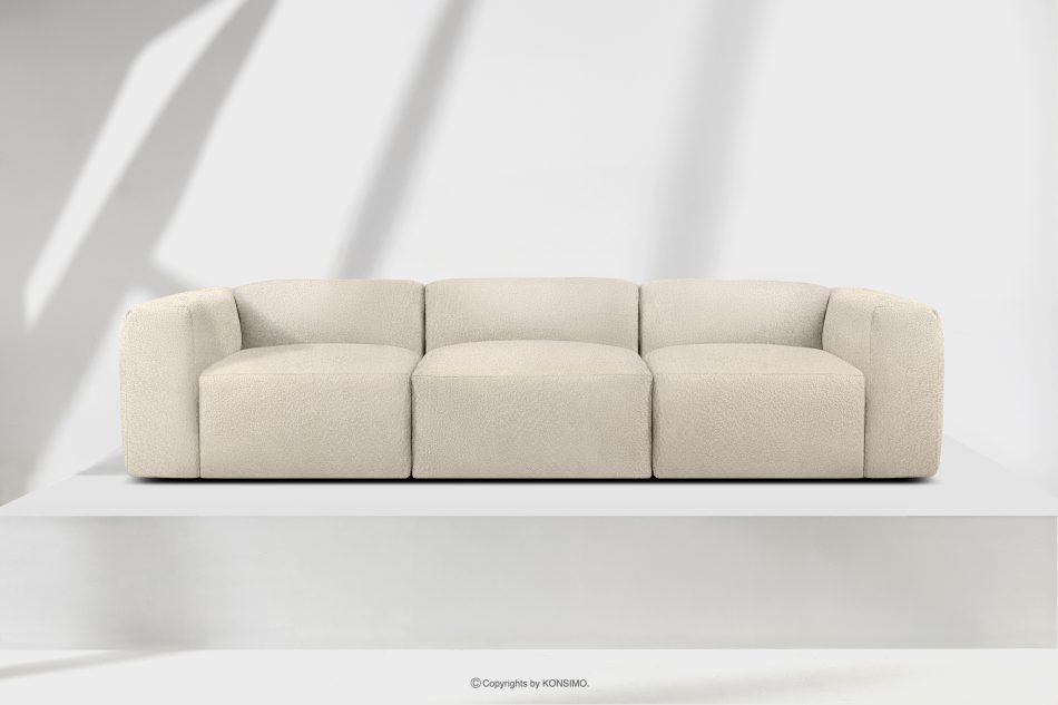 BUFFO Weiches Dreisitzer-Sofa aus Bouclé-Stoff in Hellbeige Hellbeige - Foto 1