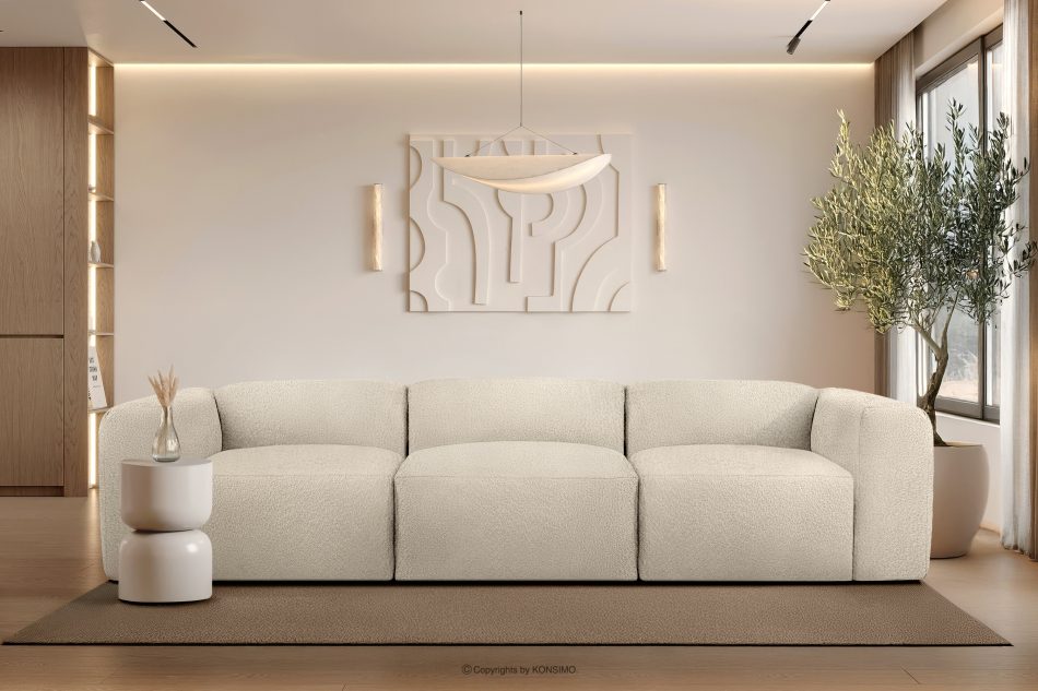 BUFFO Weiches Dreisitzer-Sofa aus Bouclé-Stoff in Hellbeige Hellbeige - Foto 9