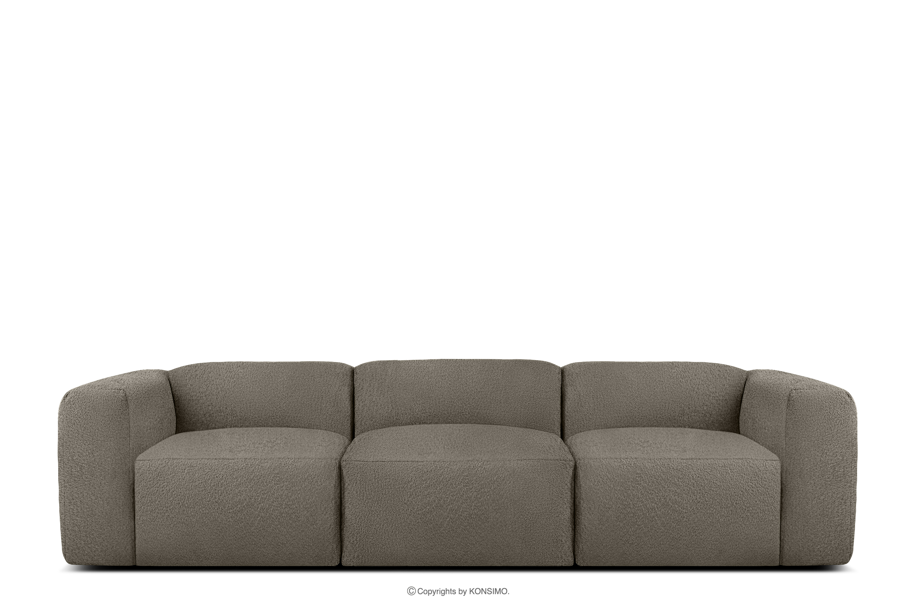 Weiches Dreisitzer-Sofa aus Bouclé-Stoff in kühlem Braun