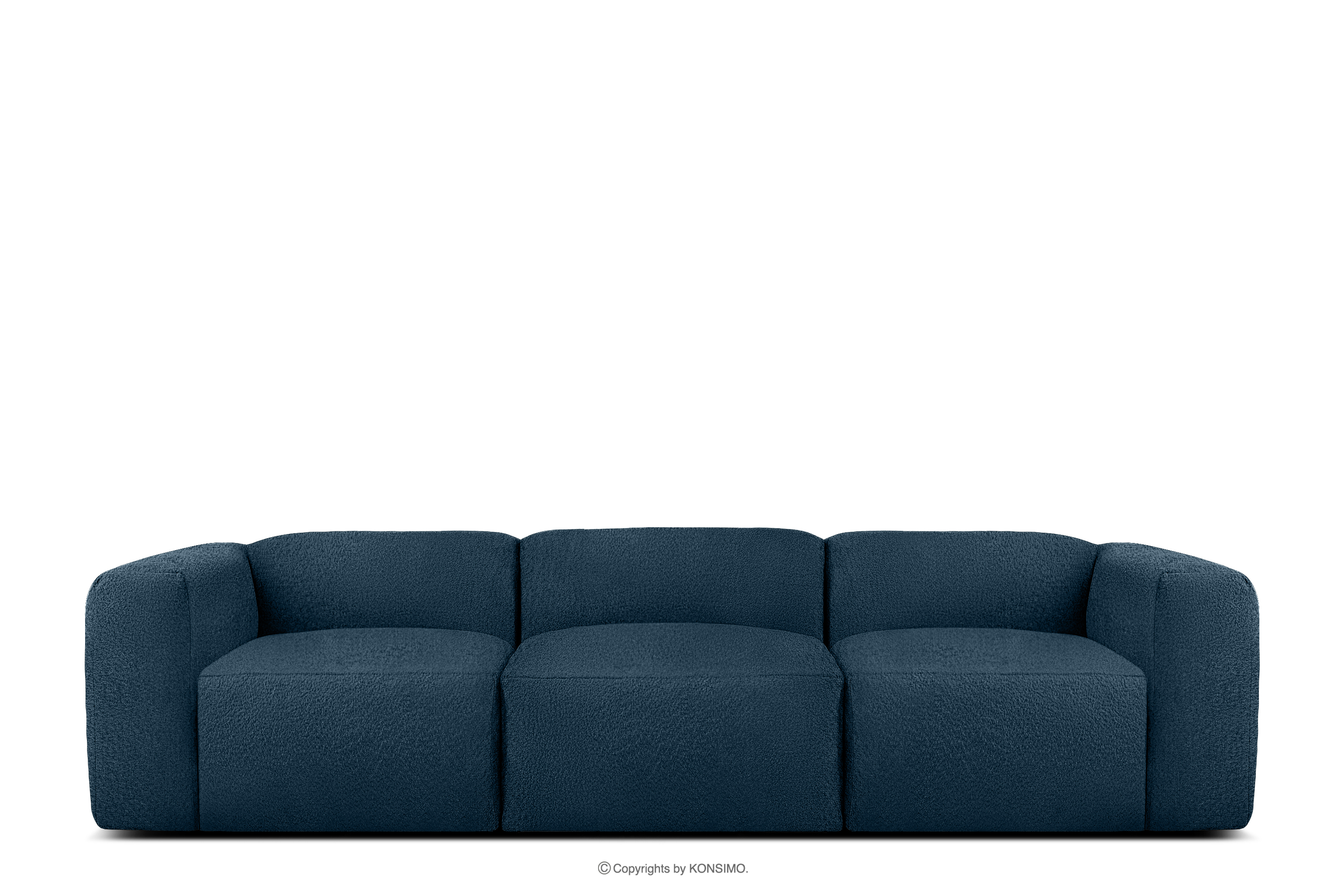 Weiches Dreisitzer-Sofa aus Bouclé-Stoff in Marineblau