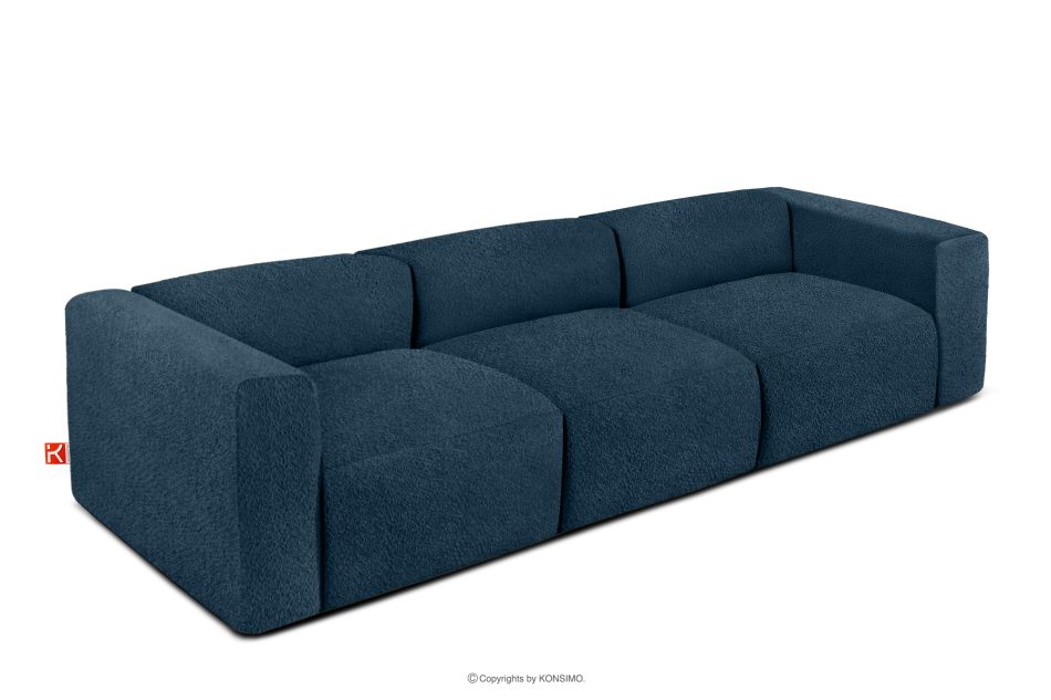 BUFFO Weiches Dreisitzer-Sofa aus Bouclé-Stoff in Marineblau Marineblau - Foto 2