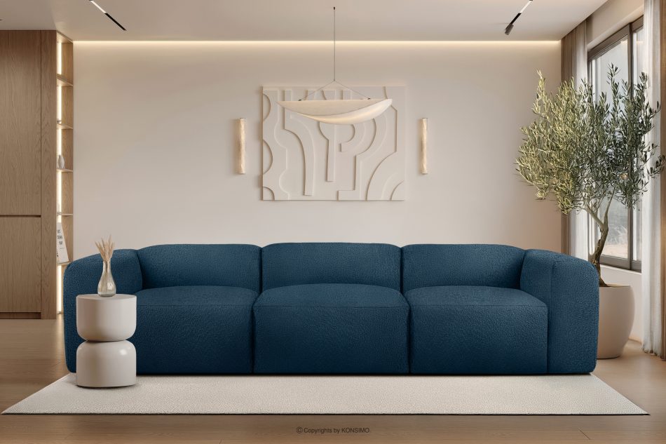 BUFFO Weiches Dreisitzer-Sofa aus Bouclé-Stoff in Marineblau Marineblau - Foto 8