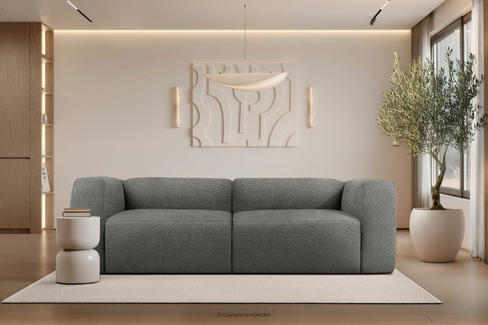 BUFFO Weiches 25-Sitzer-Sofa aus Bouclé-Stoff in Stahlgrau Stahl - Foto 9