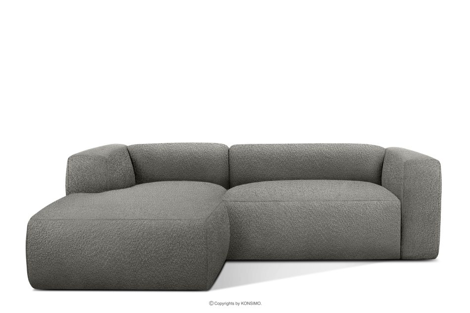 BUFFO Weiches Ecksofa aus Bouclé-Stoff links stahlgrau Stahl - Foto 0