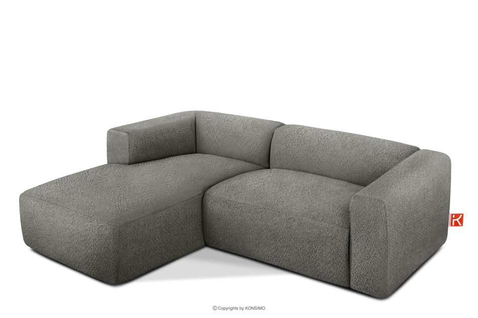 BUFFO Weiches Ecksofa aus Bouclé-Stoff links stahlgrau Stahl - Foto 2