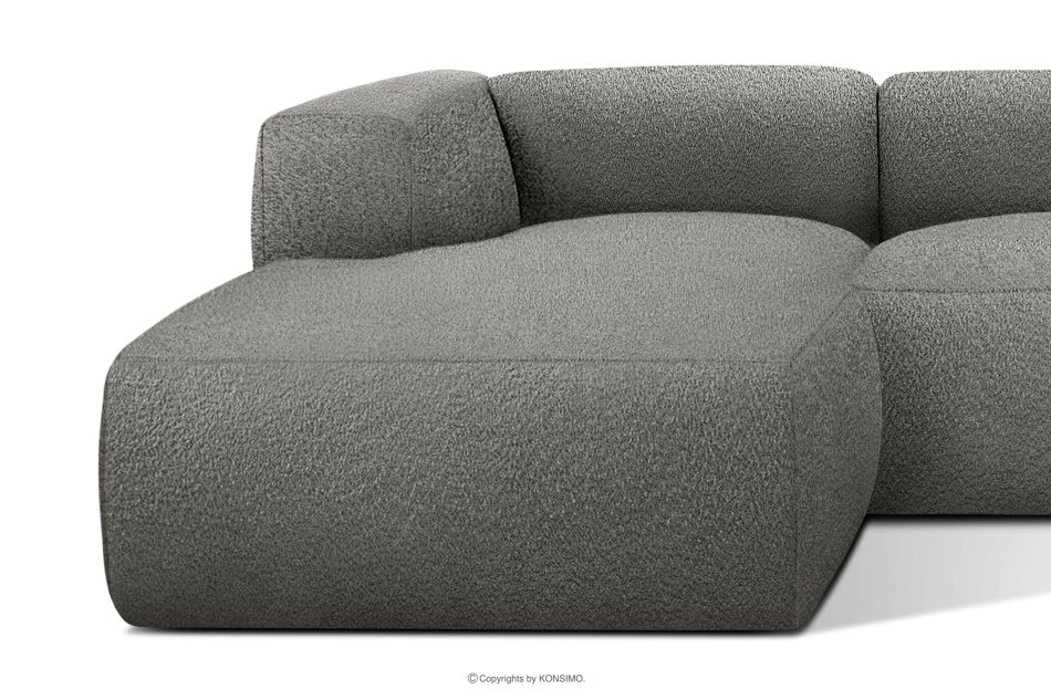 BUFFO Weiches Ecksofa aus Bouclé-Stoff links stahlgrau Stahl - Foto 7