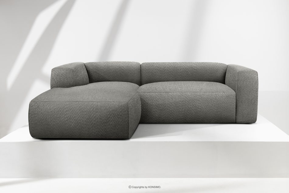 BUFFO Weiches Ecksofa aus Bouclé-Stoff links stahlgrau Stahl - Foto 1