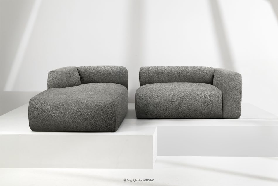 BUFFO Weiches Ecksofa aus Bouclé-Stoff links stahlgrau Stahl - Foto 8