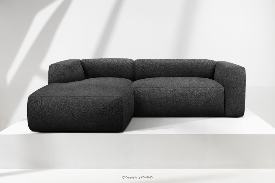 BUFFO Weiches Ecksofa aus Bouclé-Stoff links dunkelgrau Dunkelgrau - Foto 1