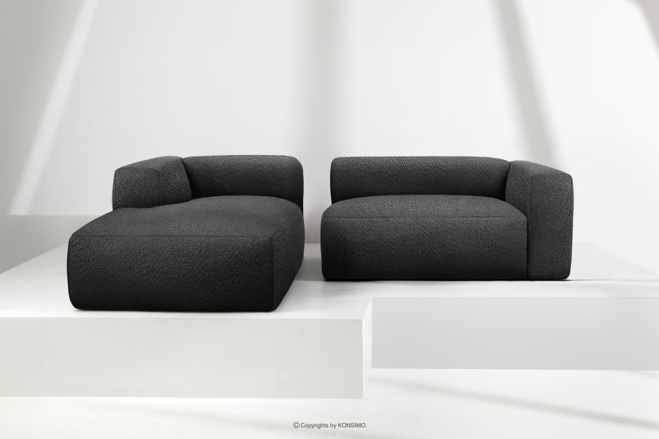 BUFFO Weiches Ecksofa aus Bouclé-Stoff links dunkelgrau Dunkelgrau - Foto 8