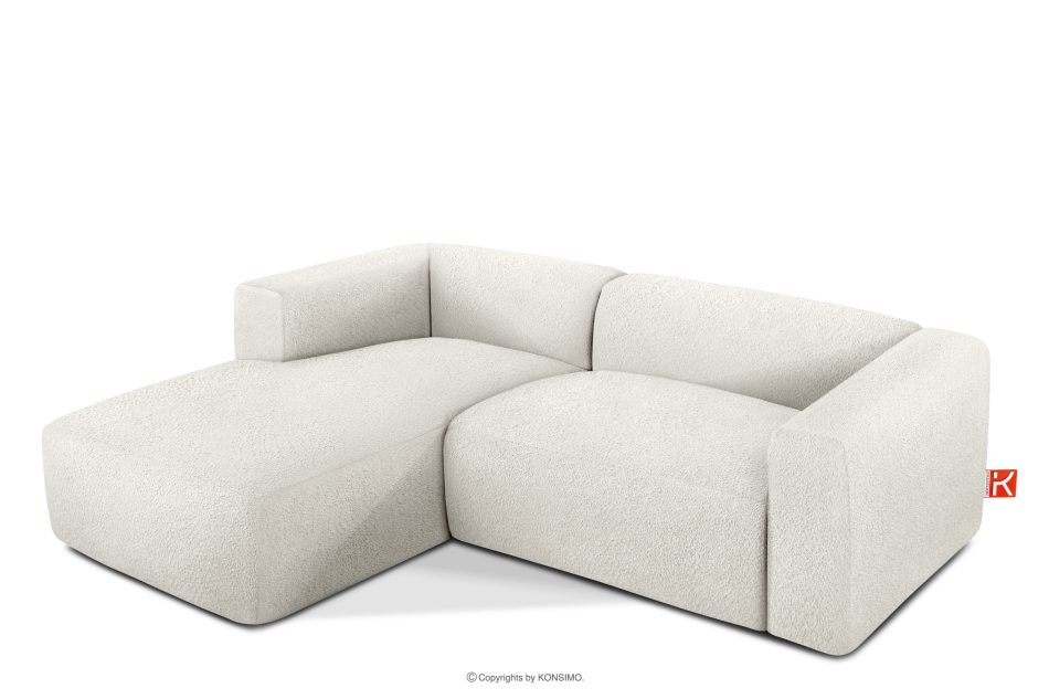 BUFFO Weiches Ecksofa aus Bouclé-Stoff links weiß Weiß - Foto 2