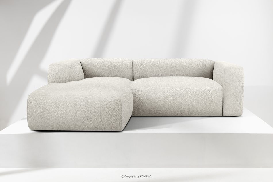 BUFFO Weiches Ecksofa aus Bouclé-Stoff links weiß Weiß - Foto 1