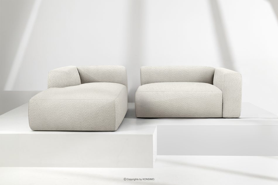 BUFFO Weiches Ecksofa aus Bouclé-Stoff links weiß Weiß - Foto 8