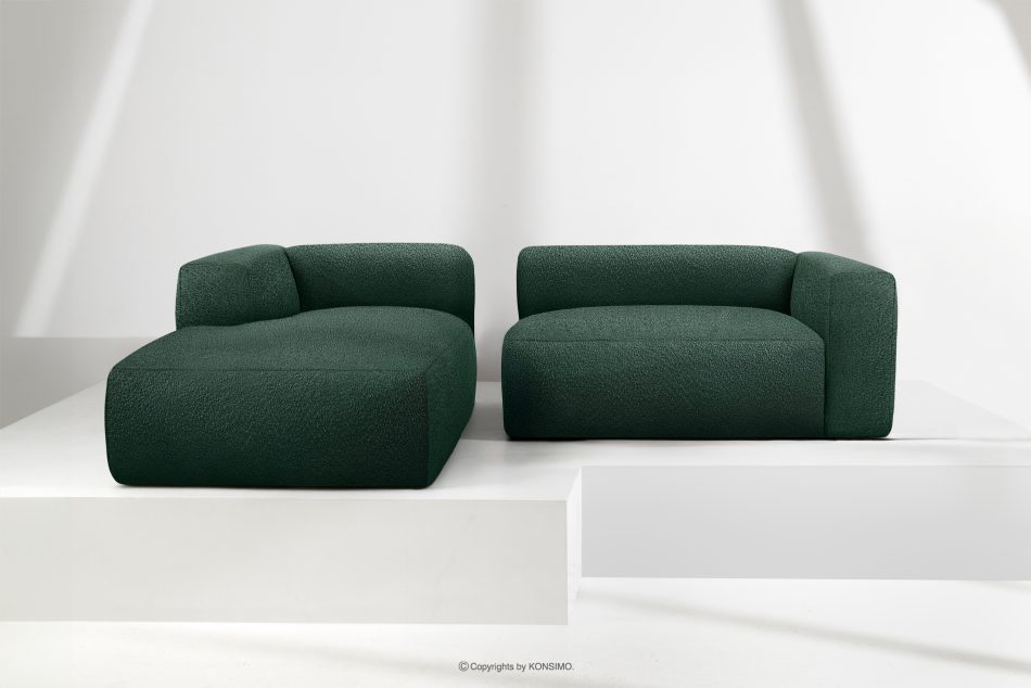 BUFFO Weiches Ecksofa aus Bouclé-Stoff links dunkelgrün Dunkelgrün - Foto 8