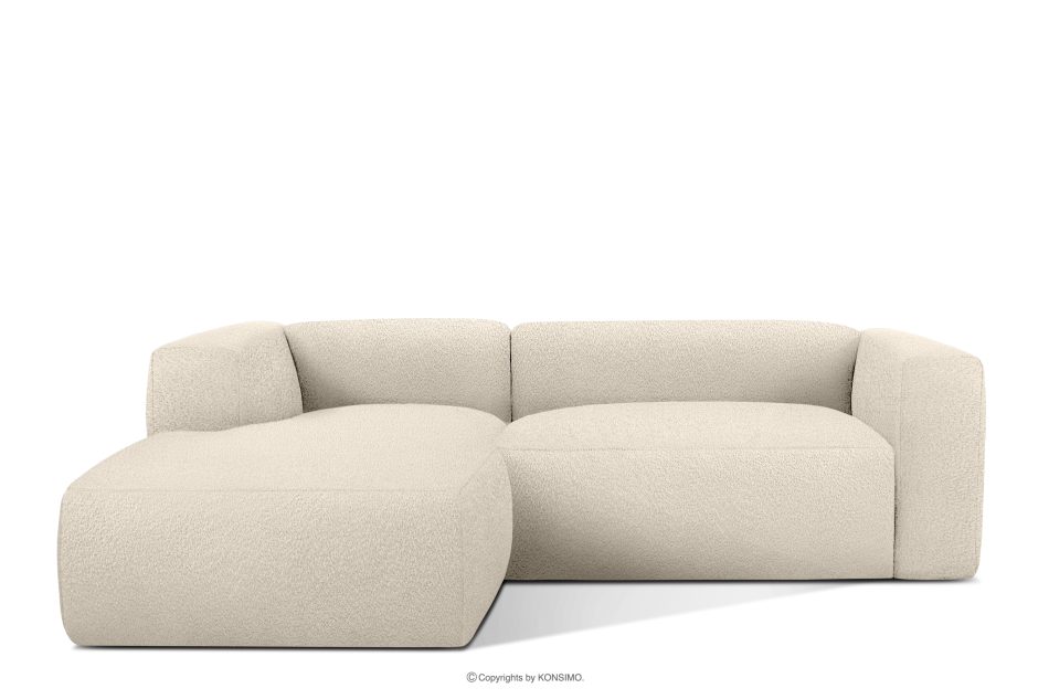 BUFFO Weiches Ecksofa aus Bouclé-Stoff links hellbeige Hellbeige - Foto 0