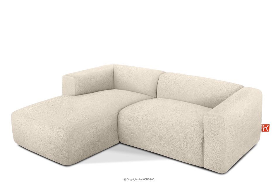 BUFFO Weiches Ecksofa aus Bouclé-Stoff links hellbeige Hellbeige - Foto 2