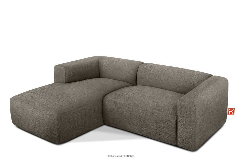 BUFFO Weiches Ecksofa aus Bouclé-Stoff links kühles Braun Kühles Braun - Foto 2
