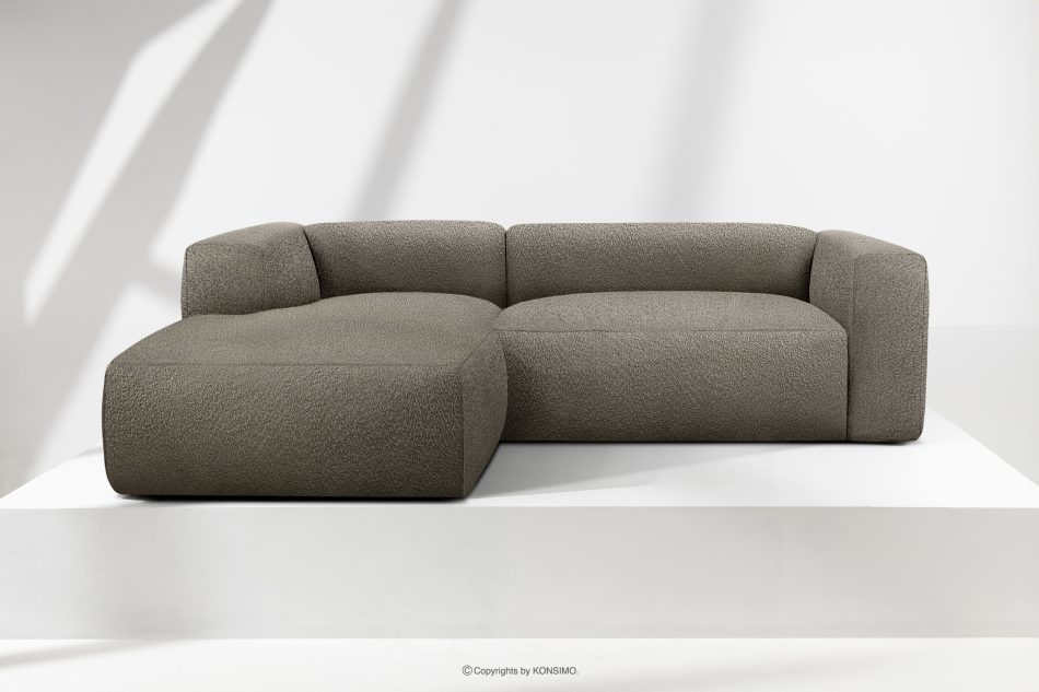 BUFFO Weiches Ecksofa aus Bouclé-Stoff links kühles Braun Kühles Braun - Foto 1