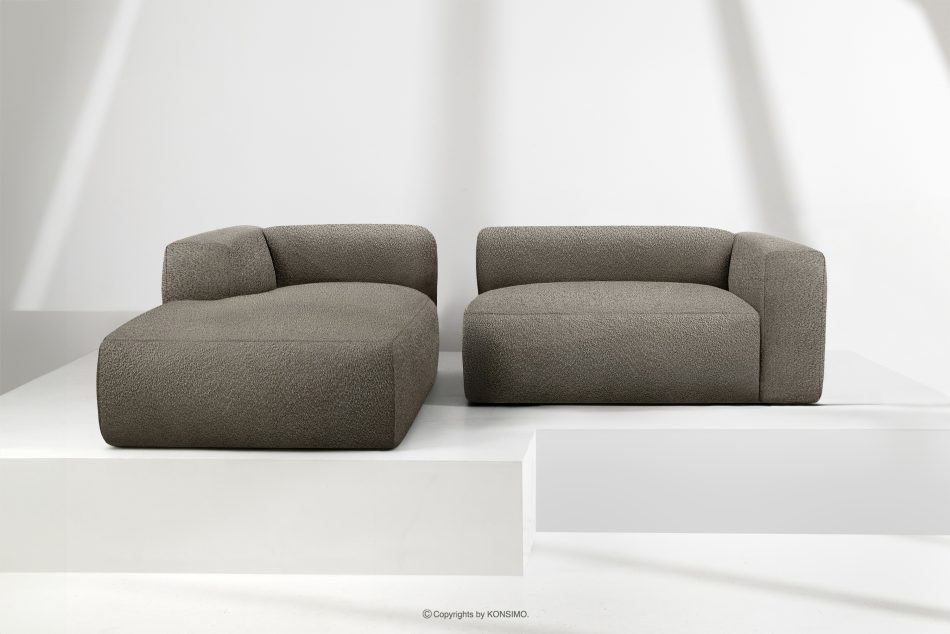 BUFFO Weiches Ecksofa aus Bouclé-Stoff links kühles Braun Kühles Braun - Foto 8