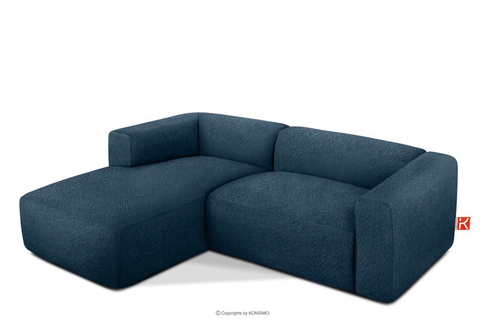 BUFFO Weiches Ecksofa aus Bouclé-Stoff links marineblau Marineblau - Foto 2