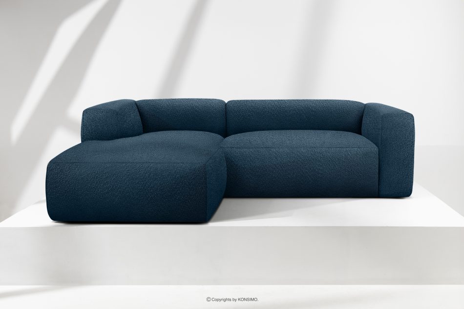 BUFFO Weiches Ecksofa aus Bouclé-Stoff links marineblau Marineblau - Foto 1