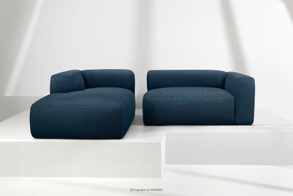 BUFFO Weiches Ecksofa aus Bouclé-Stoff links marineblau Marineblau - Foto 8