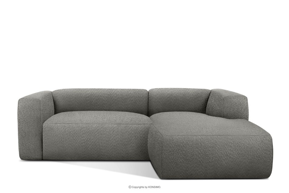 BUFFO Weiches Ecksofa aus Bouclé-Stoff rechts stahlgrau Stahl - Foto 0