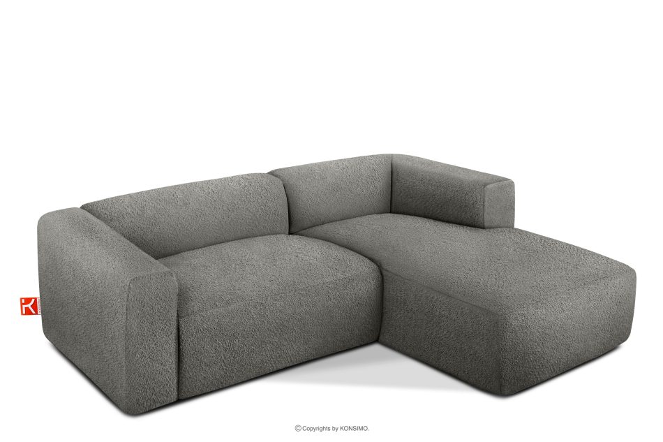 BUFFO Weiches Ecksofa aus Bouclé-Stoff rechts stahlgrau Stahl - Foto 2