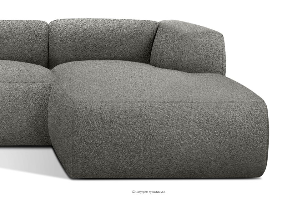 BUFFO Weiches Ecksofa aus Bouclé-Stoff rechts stahlgrau Stahl - Foto 7