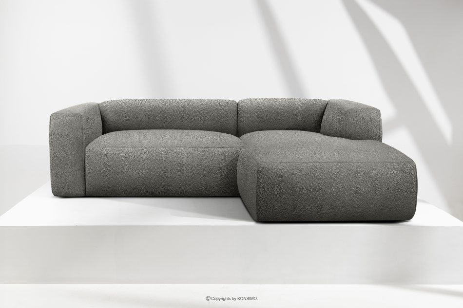 BUFFO Weiches Ecksofa aus Bouclé-Stoff rechts stahlgrau Stahl - Foto 1