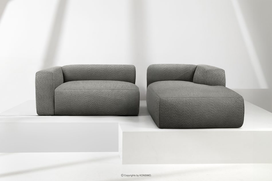 BUFFO Weiches Ecksofa aus Bouclé-Stoff rechts stahlgrau Stahl - Foto 8