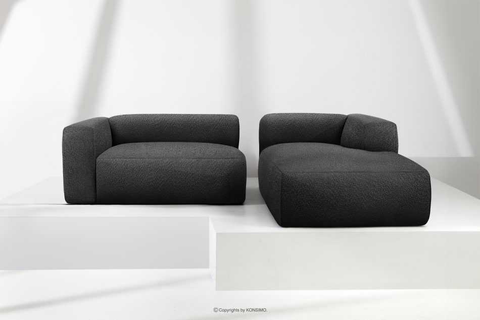 BUFFO Weiches Ecksofa aus Bouclé-Stoff rechts dunkelgrau Dunkelgrau - Foto 8