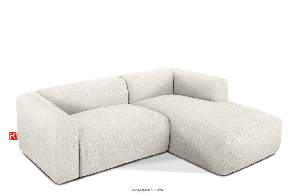BUFFO Weiches Ecksofa aus Bouclé-Stoff rechts weiß Weiß - Foto 2