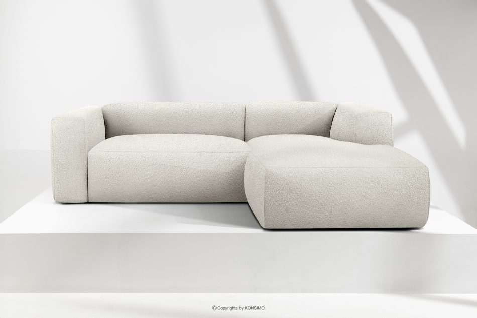 BUFFO Weiches Ecksofa aus Bouclé-Stoff rechts weiß Weiß - Foto 1