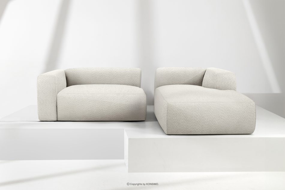 BUFFO Weiches Ecksofa aus Bouclé-Stoff rechts weiß Weiß - Foto 8
