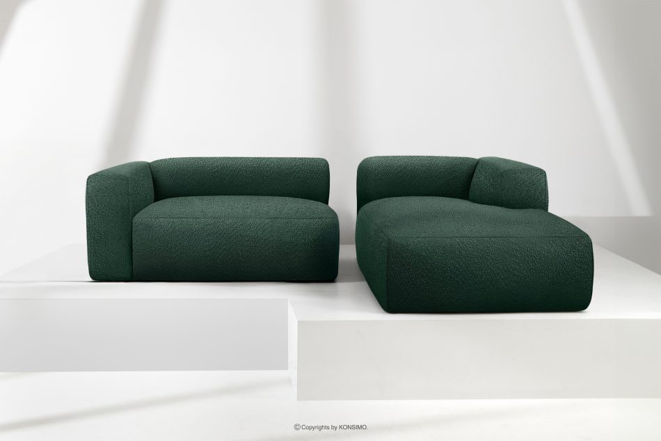 BUFFO Weiches Ecksofa aus Bouclé-Stoff rechts dunkelgrün Dunkelgrün - Foto 8