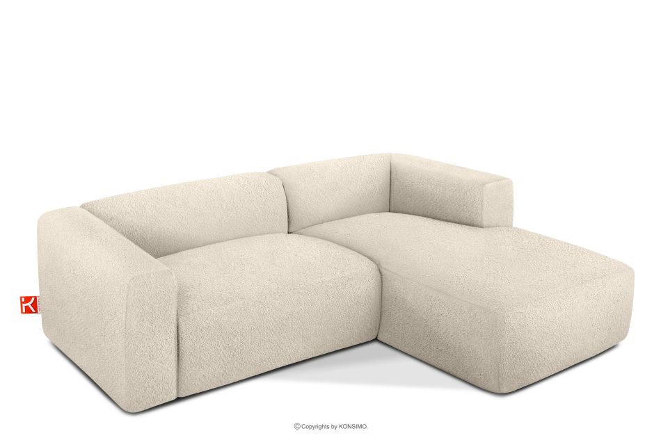 BUFFO Weiches Ecksofa aus Bouclé-Stoff rechts hellbeige Hellbeige - Foto 2