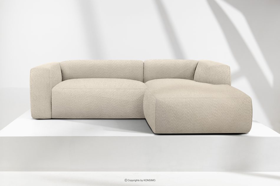 BUFFO Weiches Ecksofa aus Bouclé-Stoff rechts hellbeige Hellbeige - Foto 1