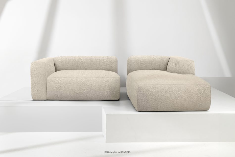 BUFFO Weiches Ecksofa aus Bouclé-Stoff rechts hellbeige Hellbeige - Foto 8