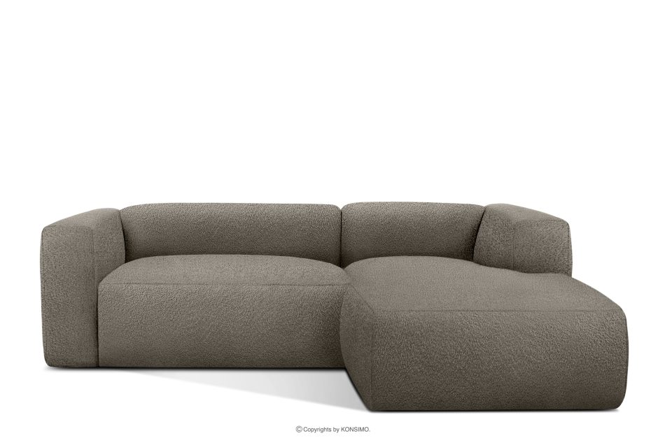 BUFFO Weiches Ecksofa aus Bouclé-Stoff rechts kühles Braun Kühles Braun - Foto 0