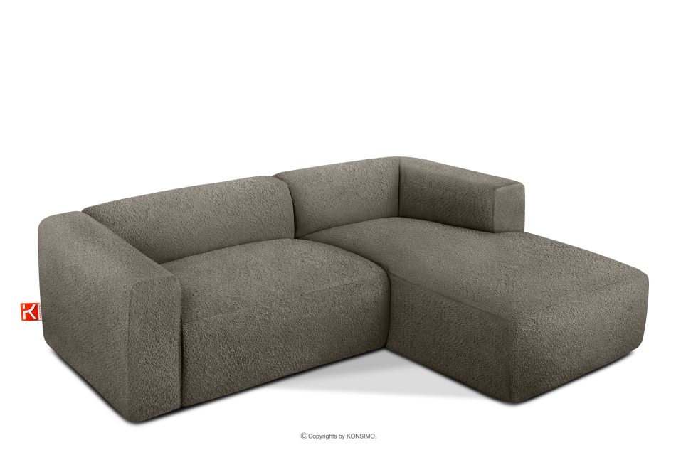 BUFFO Weiches Ecksofa aus Bouclé-Stoff rechts kühles Braun Kühles Braun - Foto 2