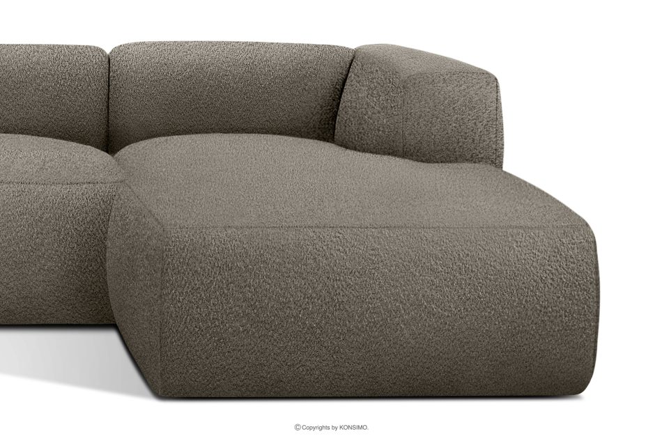 BUFFO Weiches Ecksofa aus Bouclé-Stoff rechts kühles Braun Kühles Braun - Foto 7