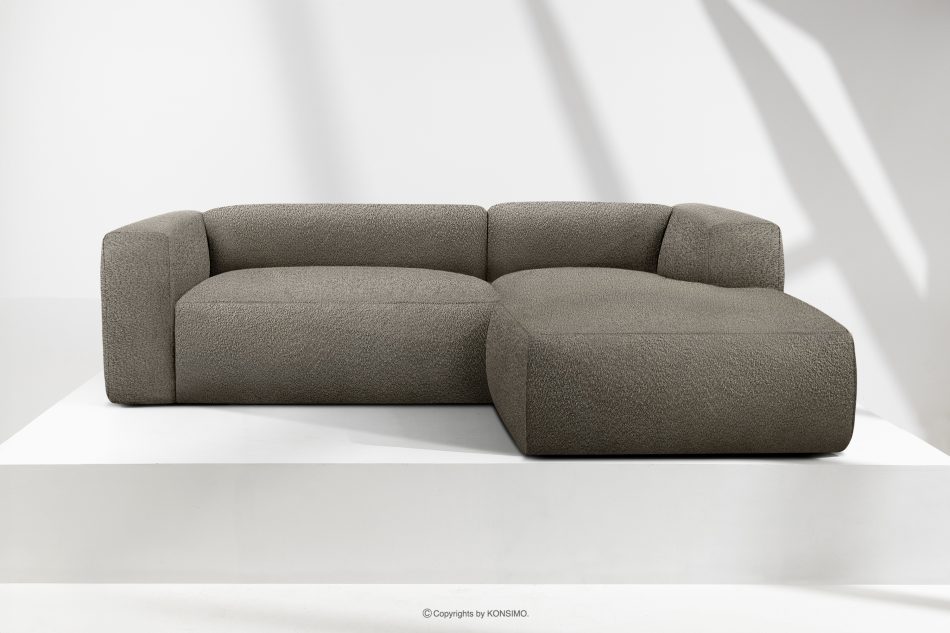 BUFFO Weiches Ecksofa aus Bouclé-Stoff rechts kühles Braun Kühles Braun - Foto 1