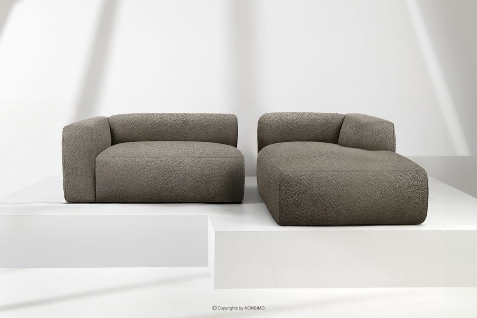 BUFFO Weiches Ecksofa aus Bouclé-Stoff rechts kühles Braun Kühles Braun - Foto 8