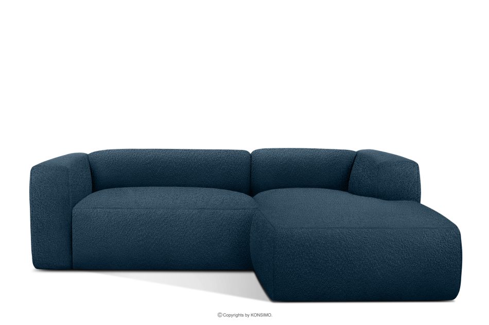 BUFFO Weiches Ecksofa aus Bouclé-Stoff rechts marineblau Marineblau - Foto 0