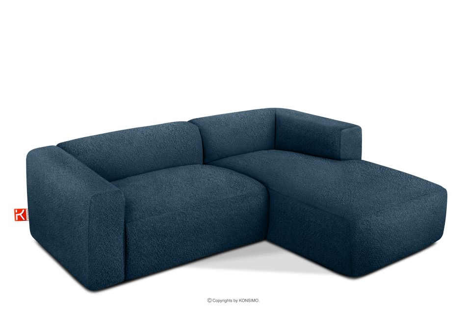 BUFFO Weiches Ecksofa aus Bouclé-Stoff rechts marineblau Marineblau - Foto 2