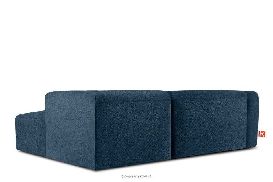 BUFFO Weiches Ecksofa aus Bouclé-Stoff rechts marineblau Marineblau - Foto 3